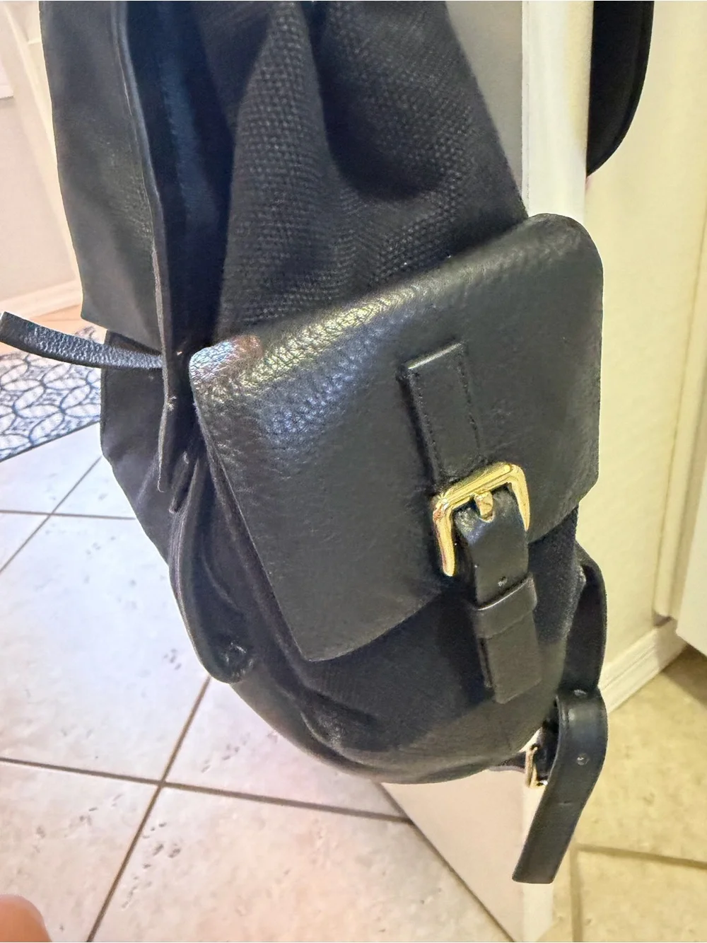 Cole haan  Black canvas Leather Backpack - Sleek Everyday Carry